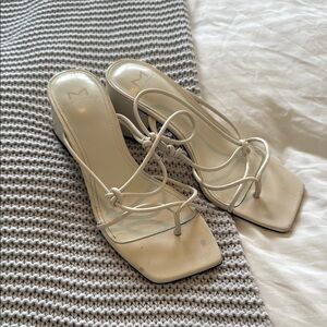 Marc Fisher White Straps Leather Sandals 7